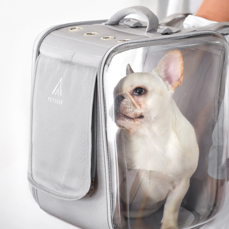 ペットバックパックキャリーバッグ リュックバッグ 宇宙船カプセル型 ペット用品 犬猫用リュックキャリー 立体スペース 全景可視 折り畳み収納 リュックサック 旅行 通院 帰省｜Hompart