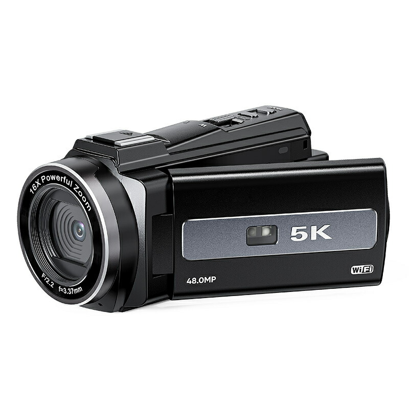 ビデオカメラ 5K 4800万画素 16倍ズーム 3.0インチ画面 手ぶれ補正 CMOSセンサー IPS画面 270&deg;回転 IR夜視機能 連写 自撮り 夜間撮影 防水 防塵 耐衝撃 32GBSDカード Facebook Ins対応 WIFI対応 ワイヤレスリモコン プレゼント 運動会｜Hompart 25,200円