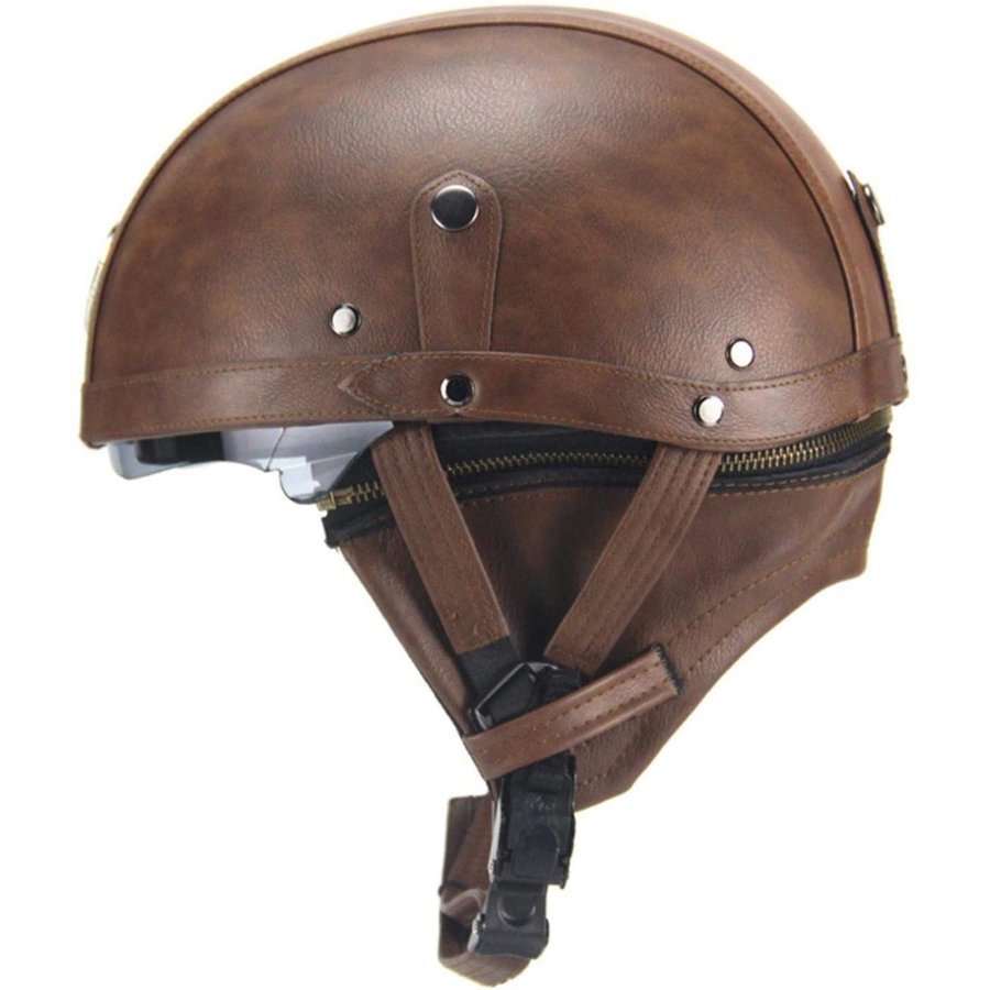 楽天市場 バイク ジェットヘルメット 男女兼用ジェットヘルメット 高級品 Pu レザー ハーレーヘルメット バイク ジェット ヘルメット 半キャップ 内臓サングラス 56 61cmフリーサイズ Homraku 楽天市場店