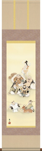 楽天市場】掛け軸 掛軸（かけじく）尺三幅 七福神（榎本 東山）開運画