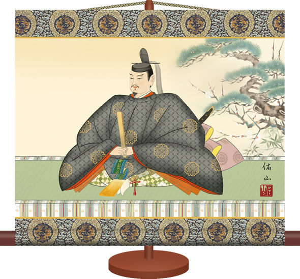 ミニ掛け軸-天神/奥居 佑山(専用飾りスタンド付き)和風モダン掛軸 慶祝縁起 コンパクト[送料無料]