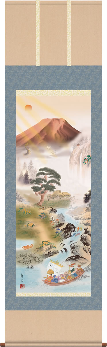 掛け軸　祝 楽天市場】掛軸 掛け軸 開運万全図 山本祥園 【尺三立・紙箱入り】約横