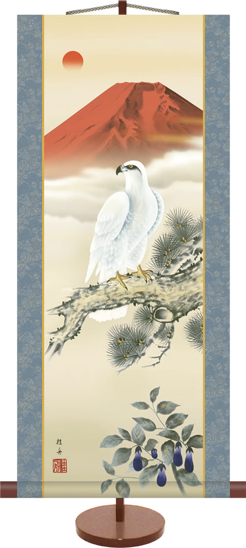 掛軸　一富士二鷹三茄子　正月用 楽天市場】掛け軸／掛軸【正月掛け】一富士二鷹三茄子（高見 蘭石