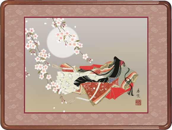隅丸和額-小野小町/西尾 香悦 [長押 壁掛け 女桑額 節句画額]送料無料｜掛け軸の【ほなこて】店