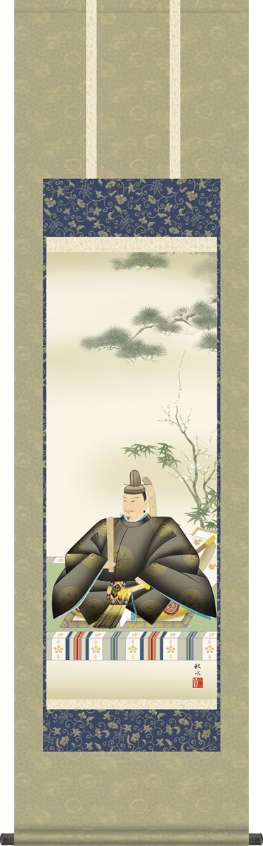 天神様掛軸-天神/浮田秋水(尺三 桐箱)床の間 和室 初節句 新年 お祝い 掛け軸 モダン オシャレ インテリア 表装 道真公[送料無料]