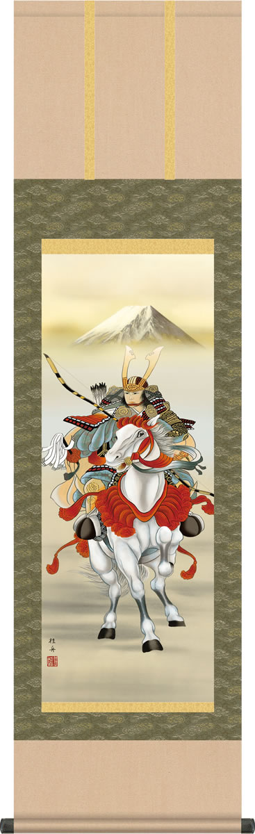 端午の節句画掛軸-白馬武者/長江桂舟(尺三)床の間 和室 男の子 男児 お祝い 祭り モダン おしゃれ 孫 子供 贈答[送料無料]