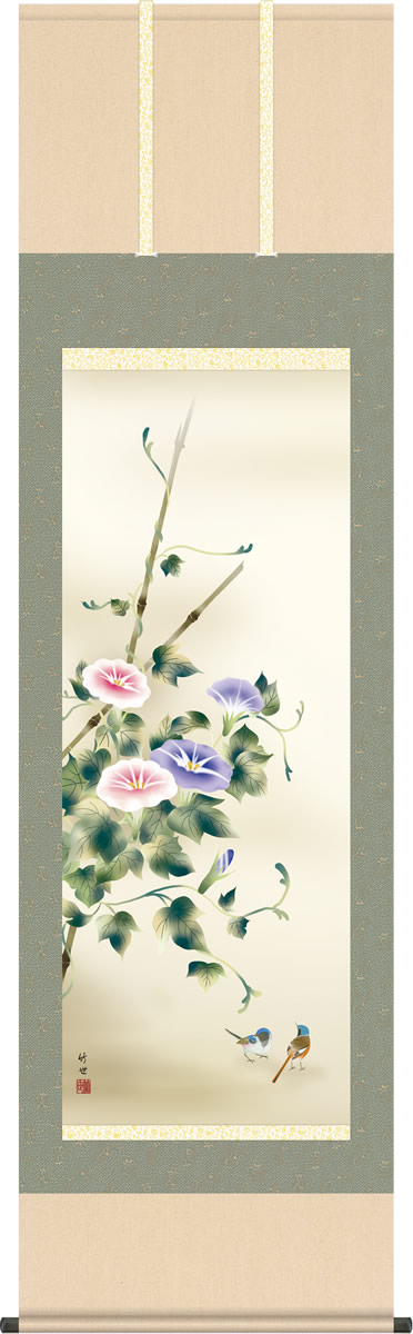 楽天市場】夏の掛け軸 六瓢 田村竹世 尺五 本表装 床の間 花鳥画