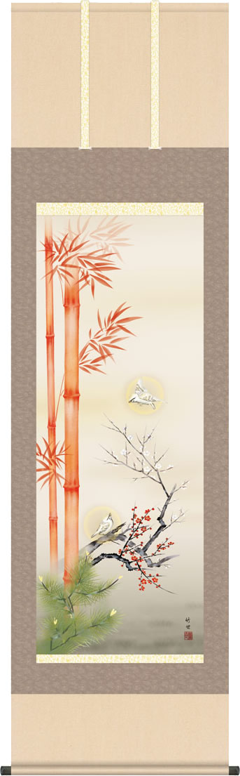 楽天市場】掛け軸 朱竹に白雀 (田村竹世) 送料無料 掛軸 : 掛け軸