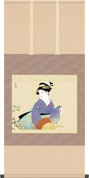 掛け軸-萩の露／上村 松園(尺五横) 床の間 和室 お洒落 モダン はぎのつゆ[送料無料] ギフト 贈答[幅54.5cm×高さ113cm]