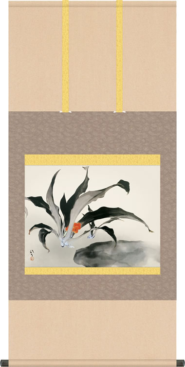 楽天市場】【スーパーSALE10％OFF】10年保証 掛け軸 万年青 (おもと