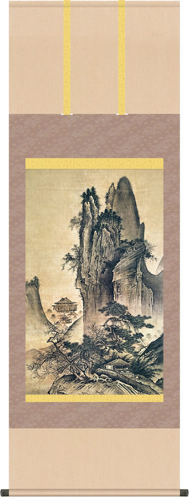 楽天市場】掛け軸-秋冬山水図（冬）／雪舟(尺五立) 水墨山水画