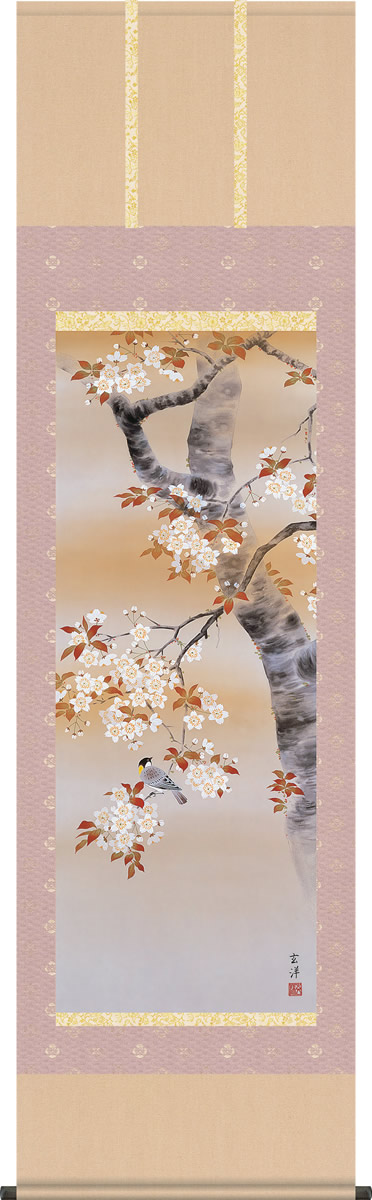 掛け軸-四季花鳥（春）／近藤玄洋（尺五 桐箱）花鳥画掛軸[送料無料]｜掛け軸の【ほなこて】店 13,350円