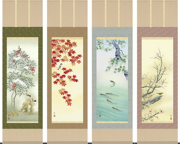 楽天市場】掛軸 掛け軸-雪中南天[冬]/長江桂舟 花鳥画掛軸送料無料(尺