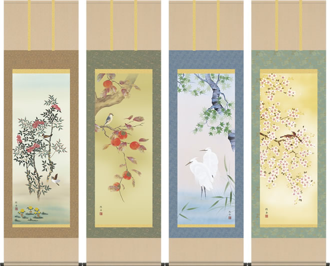 楽天市場】掛軸 掛け軸-雪中南天[冬]/長江桂舟 花鳥画掛軸送料無料(尺