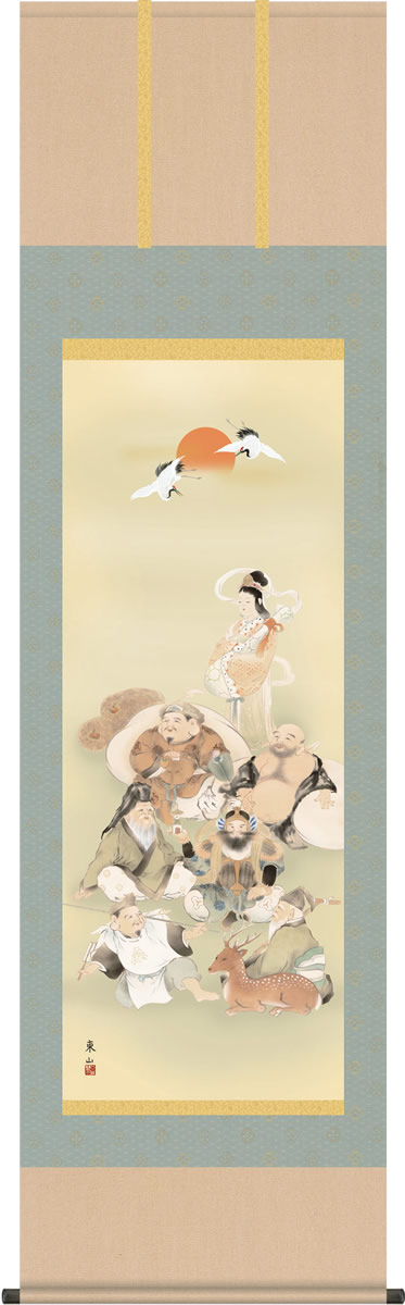 楽天市場】掛け軸-七福神／榎本 東山（小さめサイズ尺三紙箱・床の間に