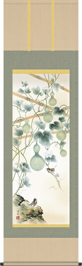 掛け軸-六瓢／井川　洋光（尺五・床の間に夏用花鳥画掛軸をどうぞ） [送料無料]