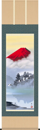 楽天市場】掛け軸-赤富士四神万全図／有馬 荘園（尺五桐箱・床の間に