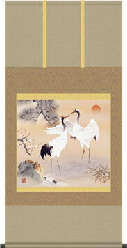 楽天市場】【訳あり】水墨 掛け軸 185×53cm 松竹梅 鶴亀 紙箱付き 掛軸