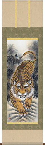 楽天市場】掛け軸【縁起画：消災白虎朱竹之図/3MD5-019】丈164cm×幅