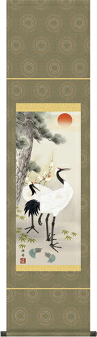 楽天市場】掛け軸【慶祝画：松竹梅鶴亀/30C1-034＊＊】丈190cm