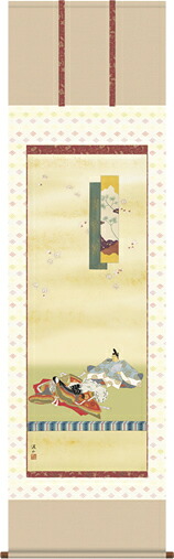 掛け軸-歌仙雛／伊藤　渓山（尺五・床の間に桃の節句画掛軸華やかな掛軸をどうぞ）