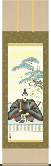 掛け軸-天神／浮田　秋水（尺五・床の間に男子の成長を願う掛軸端午の節句画掛軸をどうぞ）[和室 床の間 初節句 端午 五月 こどもの日 男の子 モダン オシャレ 壁掛け 安い 贈物 ギフト 飾り]