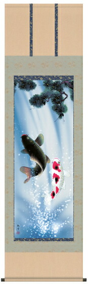 楽天市場】掛け軸 掛軸（かけじく）販売夫婦昇鯉（森山 観月）夫婦鯉