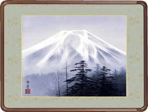 隅丸和額-霊峰富士／小川　伯堂（欄間やなげしに山水画隅丸和額をどうぞ）