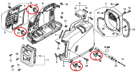 楽天市場 ホンダ発電機純正パーツ Ex6 Eu9i Eu9ientry用足交換パーツ Eu9i Bottomset プラウ 楽天市場店