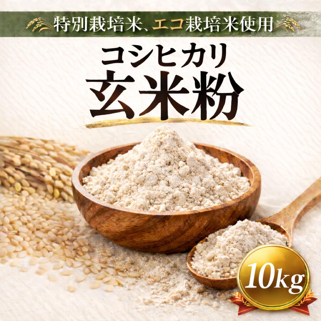 特別栽培米 エコ栽培米使用 コシヒカリ玄米粉 10kg 宅配便 石川県産 グルテンフリー 米粉 玄米粉 無添加 小麦粉代替 離乳食 パン ケーキ 天ぷら 唐揚げ 健康志向 食物繊維 ミネラル 国産米粉 微粉末