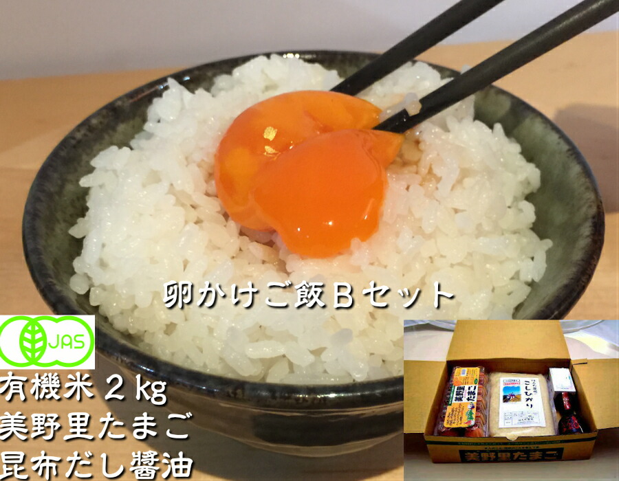 送料無料 贈答用 卵かけご飯Bセット「たまご、タマゴ、卵、丸大豆醤油、有機米、コシヒカリ、白米」黄身もふっくら 玉子かけごはん 玉子とじ レシピ 玉子料理 名店も利用 だし巻き玉子 生玉子