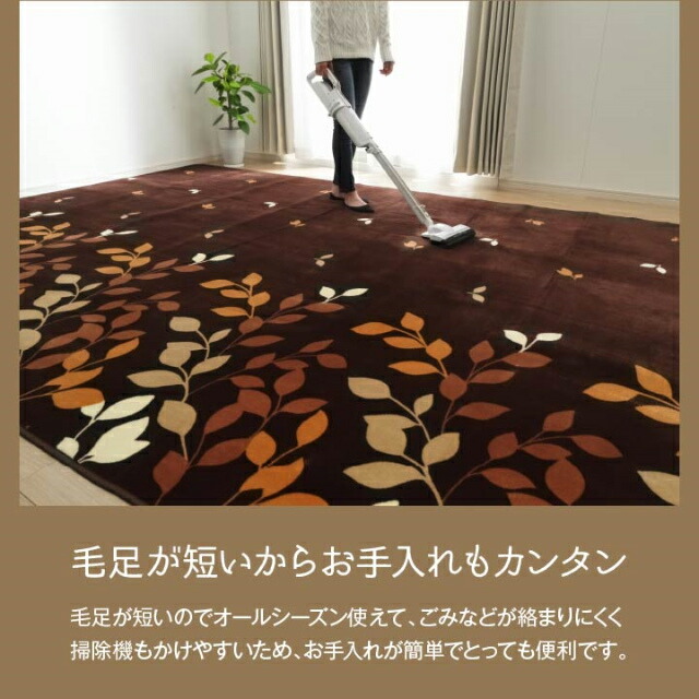 売れ筋新商品 ペットや小さなお子さまがいるご家庭に 汚れに強い撥水加工ラグ リーフ柄 大判 大きい ラグ 235 330cm ラグ 子ども 赤ちゃん ペット ブラウン ベージュ リビング ダイニングラグ 手洗い 洗える はっ水 フランネル 滑りにくい 裏面不織布 手洗い カーペット