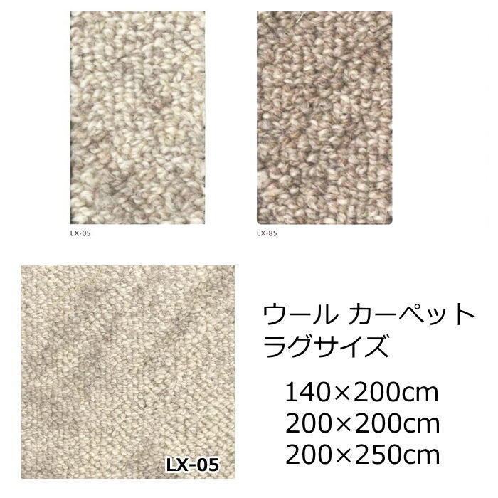 カーペット ラグマット ラグサイズ アスワン 『ルクソール』 ウールカーペット カラードウール ナチュラル 防ダニ 抗菌 光消臭 ホットカーペット対応 日本製 絨毯(じゅうたん) 26,741円