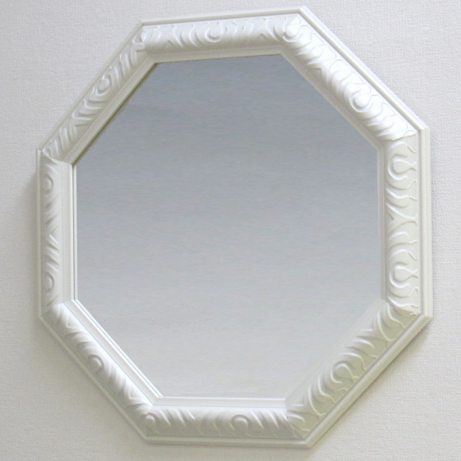 【楽天市場】鏡 壁掛け アンティーク 八角ミラー L ホワイト(白) 壁掛け鏡(壁掛けミラー/ウォールミラー)：北欧雑貨 マット プロヴァンスの風