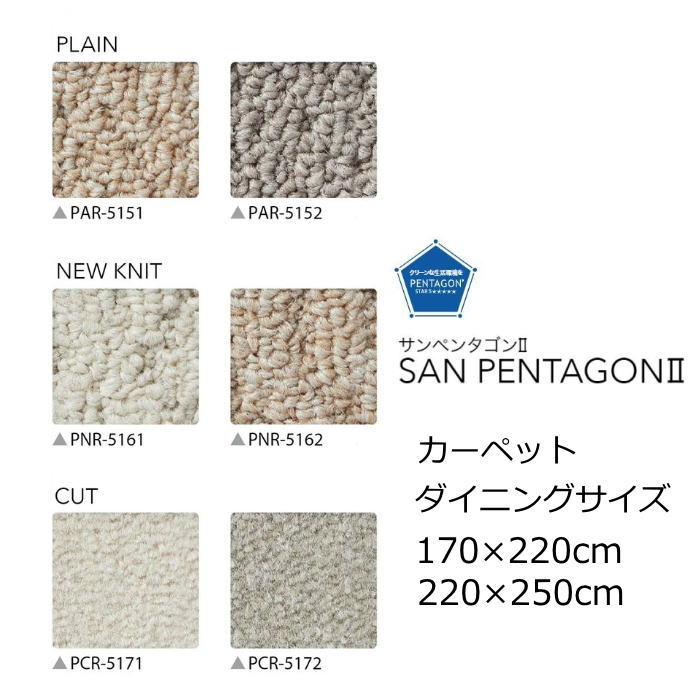 サンゲツ ダイニングカーペット 無地 『サンペンタゴン2』 防ダニ 抗菌 オールシーズン 絨毯 じゅうたん 事務所 ダイニング 日本製 カーペット