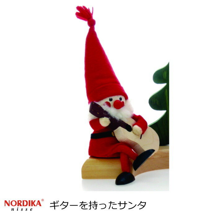 ノルディカニッセ 北欧雑貨 人形 クリスマス雑貨 『ギターを持ったサンタ』 赤 クリスマス 妖精 人形 小人 飾り 北欧 置物 木製 北欧インテリア クリスマスグッズ ハンドメイド かわいい オブジェ ノルディカ ニッセ プレゼント