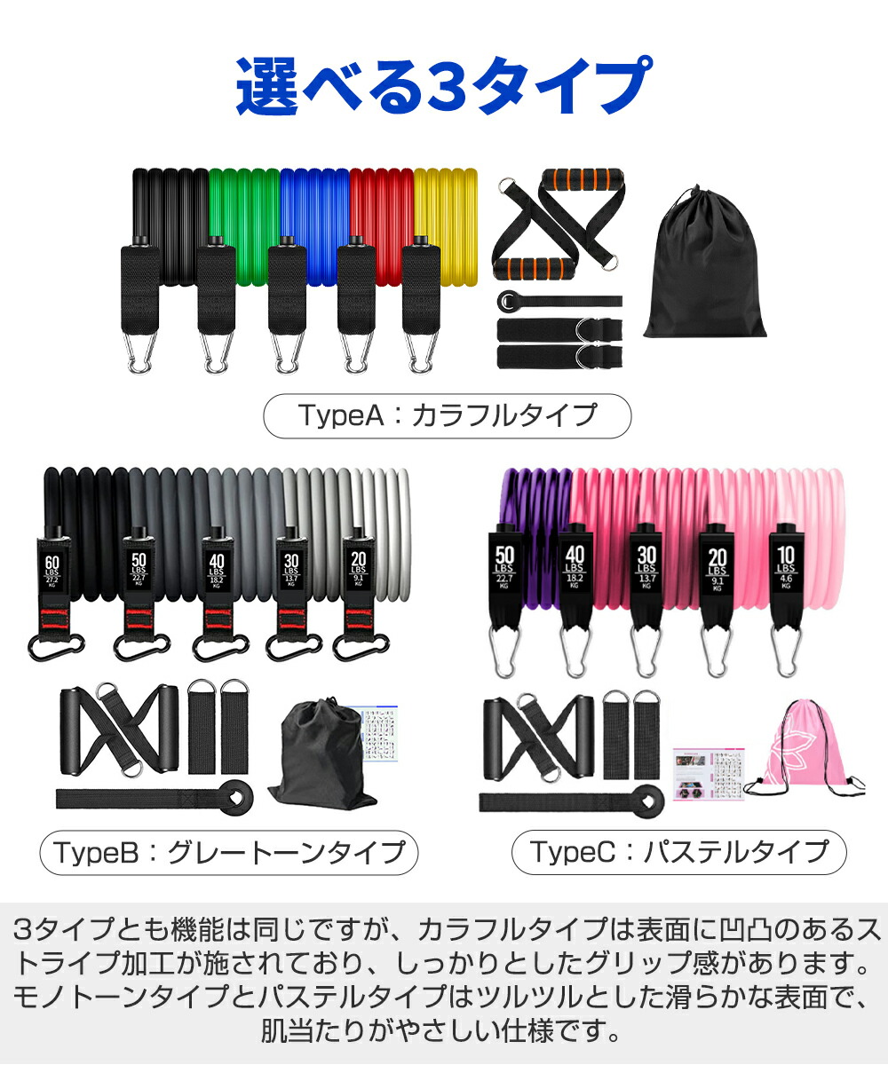 35％OFFクーポンで2,587円〜》トレーニングチューブ 5本セット 強度別