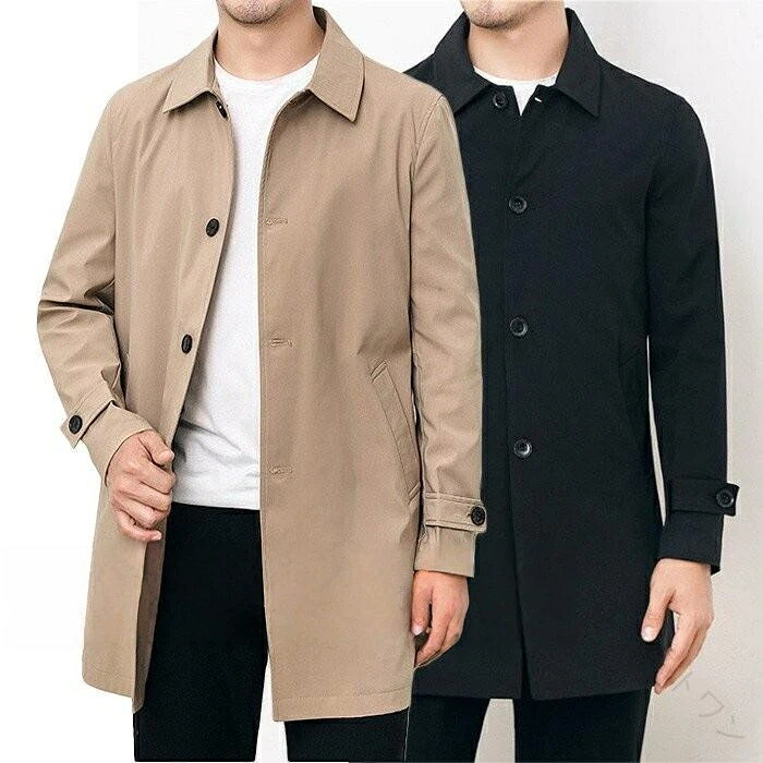 メンズ ステンカラーコート 春新作 ミディアム丈 春用 シンプル ビジネス コート スプリングコート 紳士用 通勤 春秋 防風 ライトアウター カジュアル 仕事用 軽量 おしゃれ 人気 トレン|オネストワン