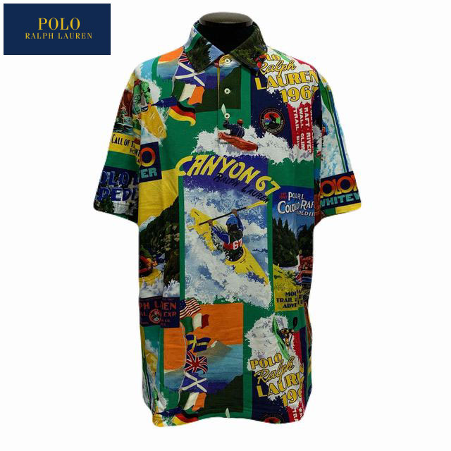 POLO RALPHLAUREN ポロラルフローレン グラフィックポロシャツ 総柄プリント CLASSICFIT クラシックフィット アメリカンサイズ