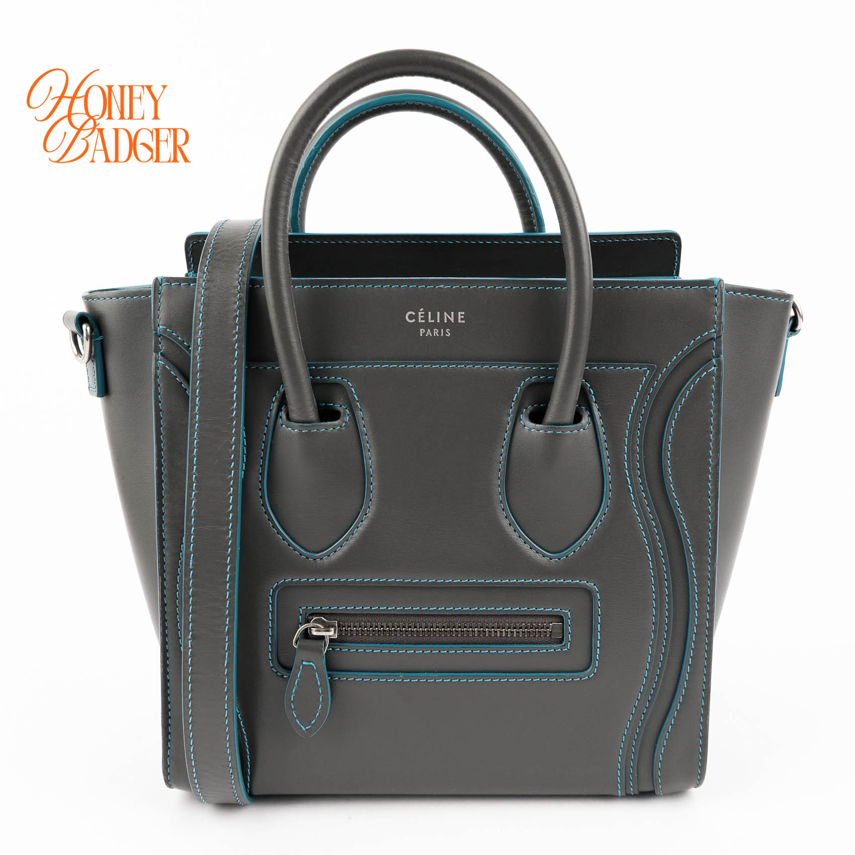 【中古】【美品】Celine セリーヌ ラゲージナノ マイクロショッパー なめし革 ハンドバック マルチ色つや