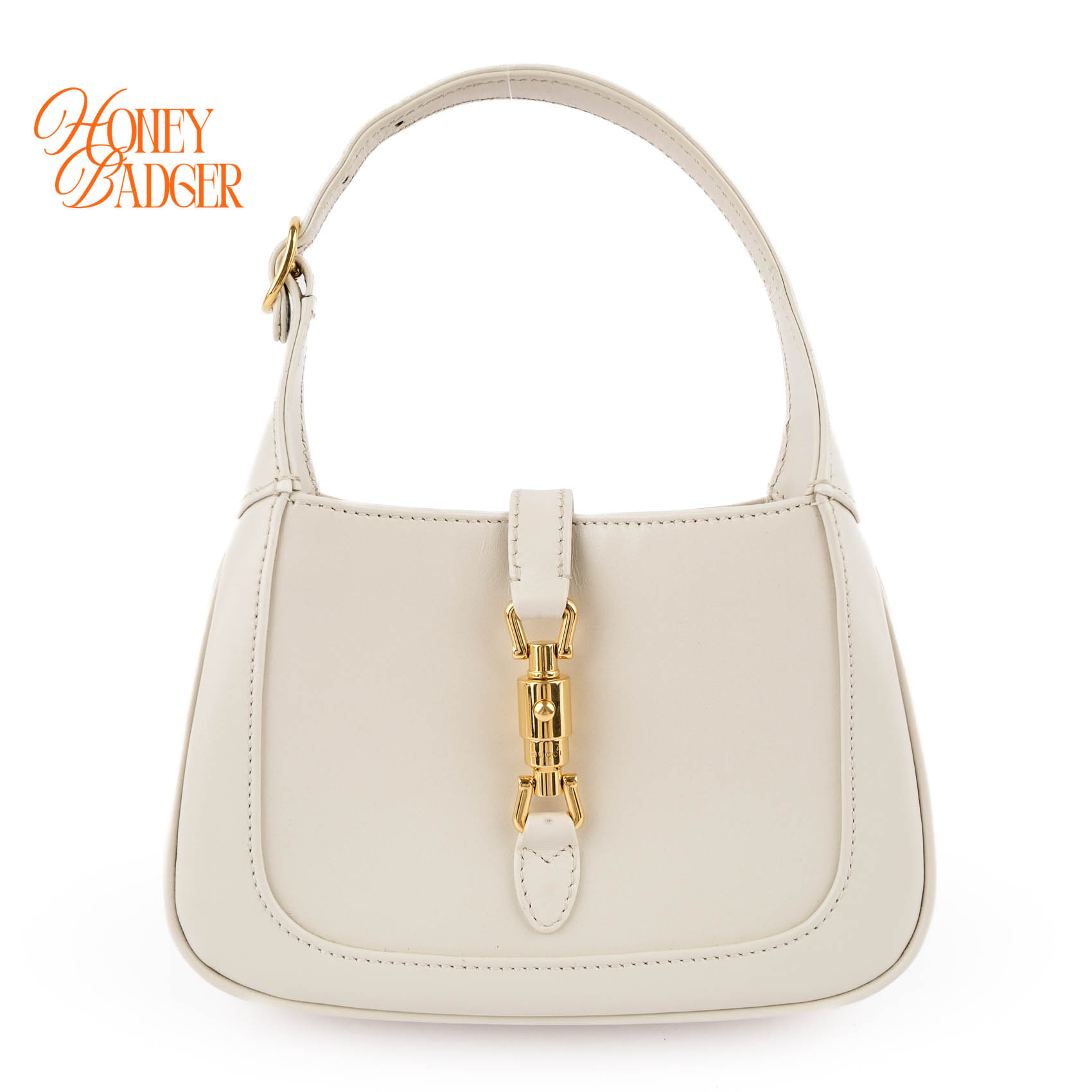 【中古】グッチ Gucci Jackie ジャッキー1961 スモールレザー ショルダーバッグ ホワイト｜ハニーバジャー ラックス