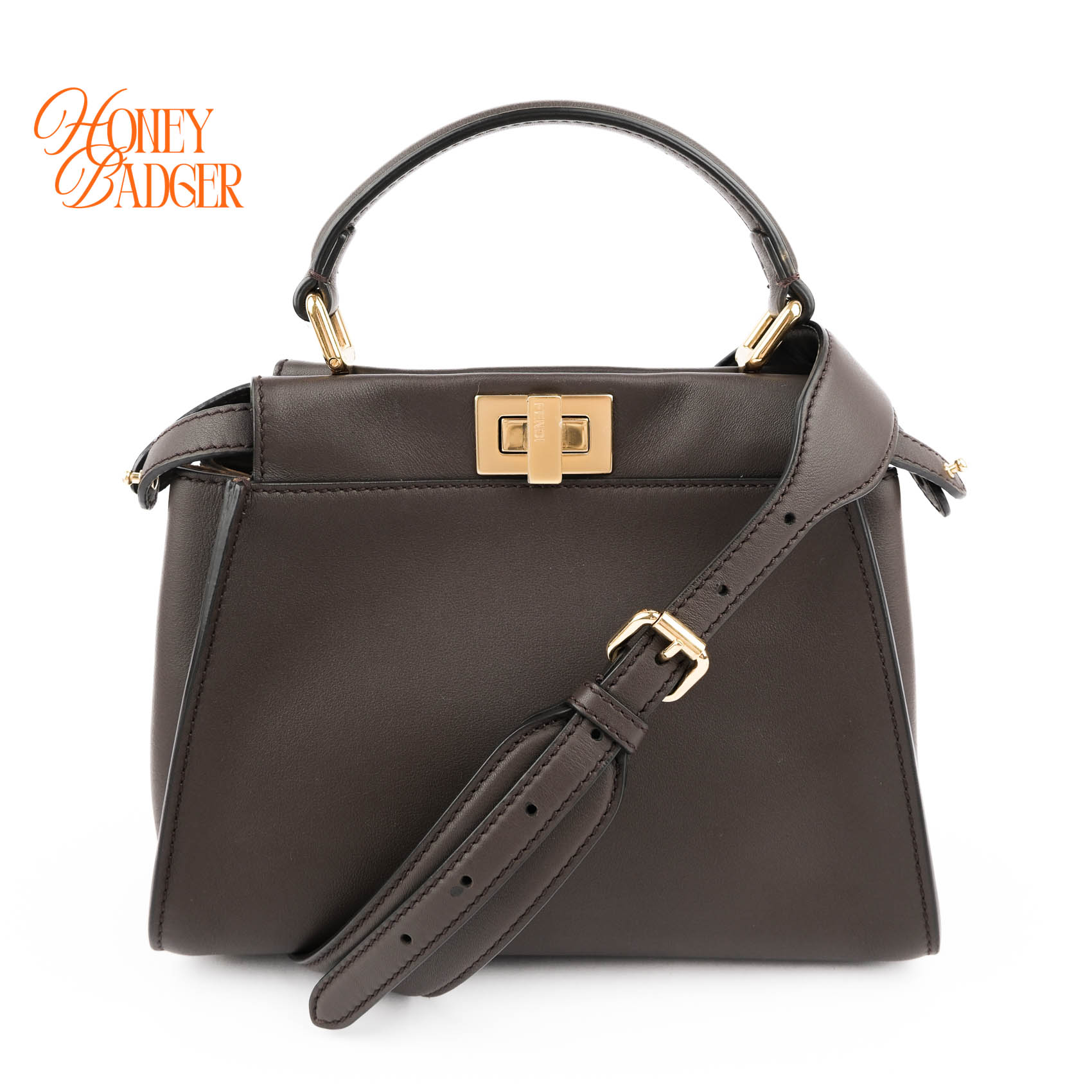 【美品】 フェンディ （FENDI） ピーカブー ミニ 2way ハンドバック ショルダーバッグ スムースレザー 暗然たる赤銅色 ゴールド金具 8BN244