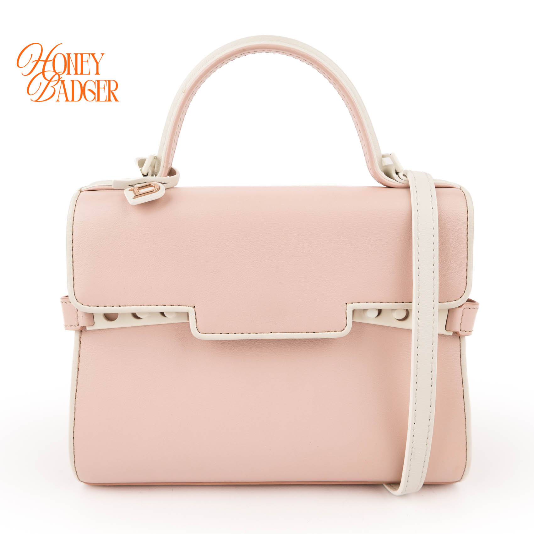 【中古】デルヴォーDelvaux タンペート ミニ カーフレザー 2WAYハンドバック 点火装置さくら色 (鏡鑑付き添い人)