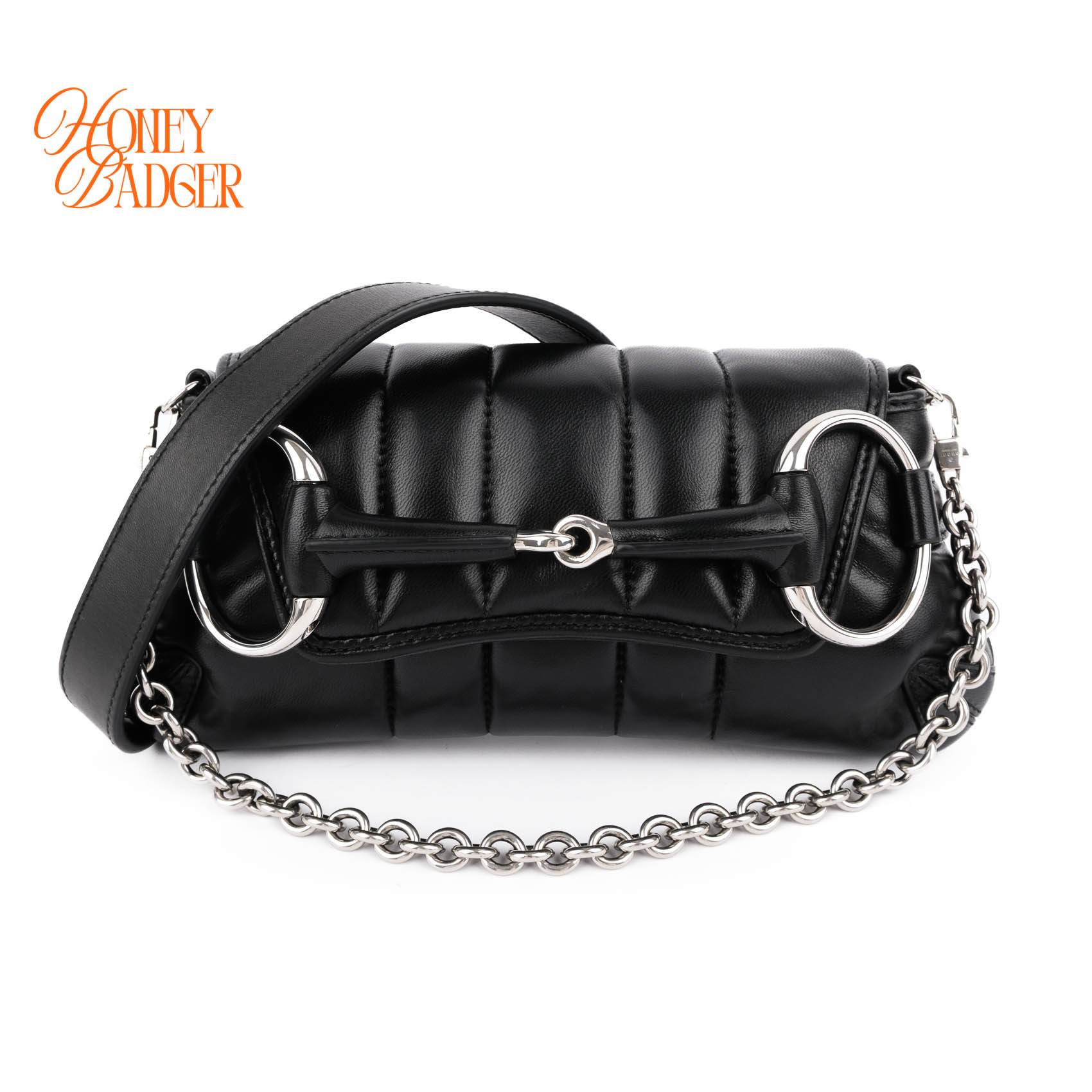 【中古】Gucci グッチ ホースビット 764339 レザー ショルダーバッグ ブラック スモール｜ハニーバジャー ラックス
