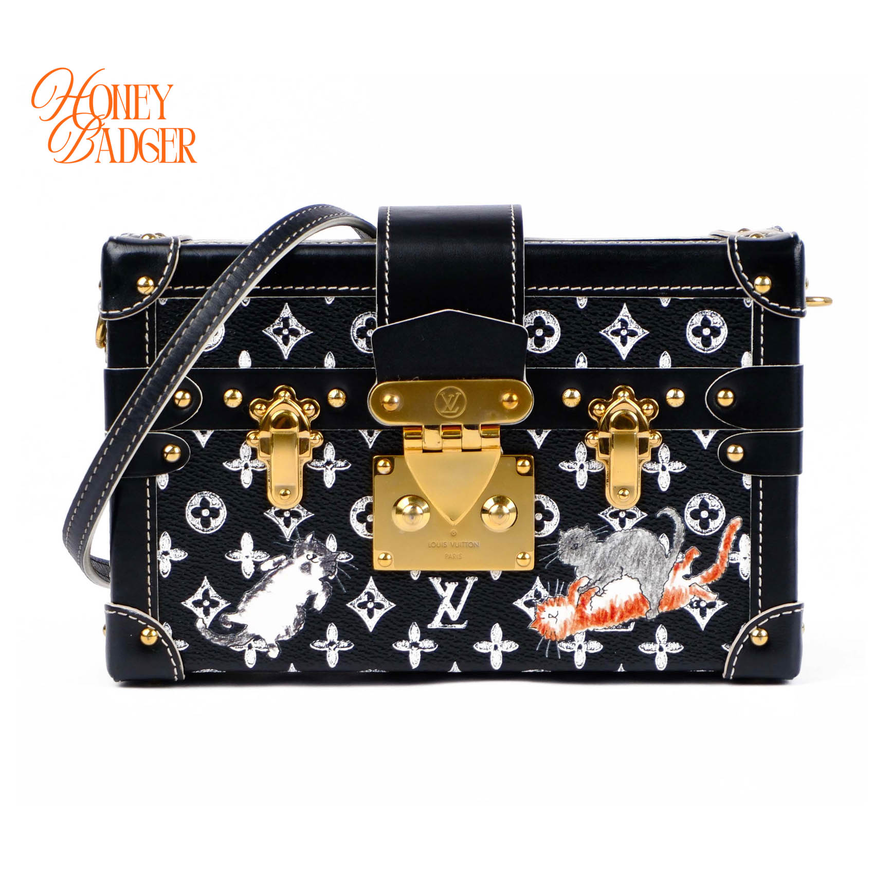 【激レア】【中古】【美品】LOUIS VUITTON ルイ ヴィトント ランスフォームド モノグラム キャットグラム プティットマル 2WAY トランク ショルダーバッグ M44437 ブラック 希少 猫 レディース|ハニーバジャー ラックス