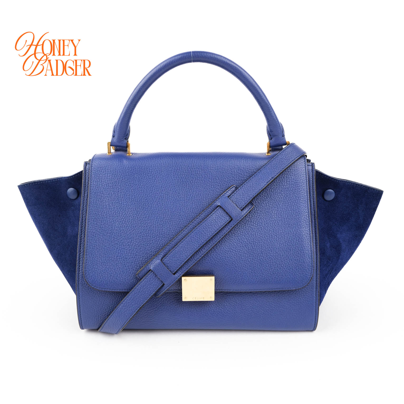 【中古】セリーヌ CELINE トラペーズ 並み並み 滅多に無い フィービー期 ハンドバック ショルダーバッグ セリーヌ トラペーズ 並み並み 青碧 2WAY なめし革 レディース