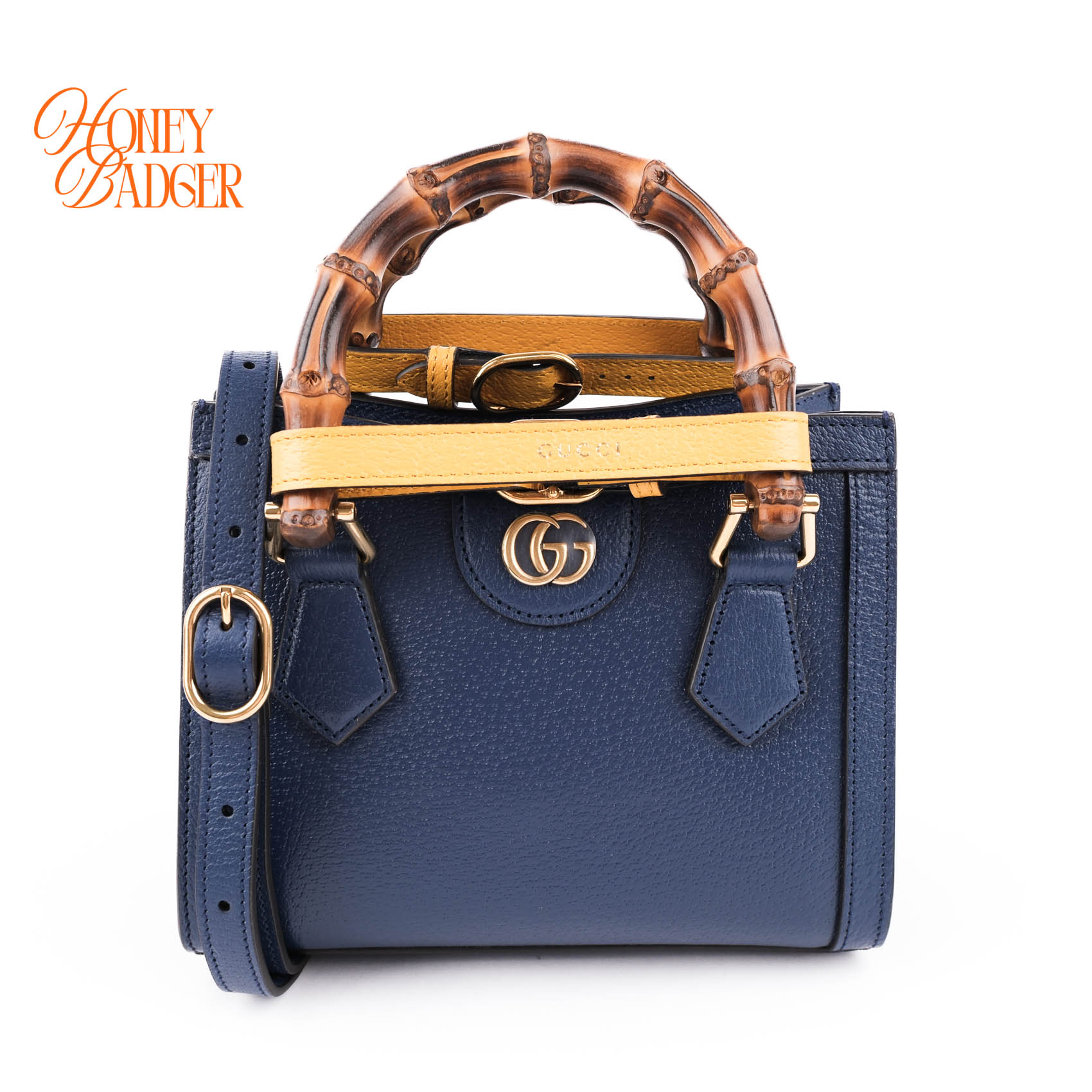 【中古】GUCCI グッチ バンブー ダイアナ なめし革 2WAYハンドバック 米国海軍 655661 ミニ