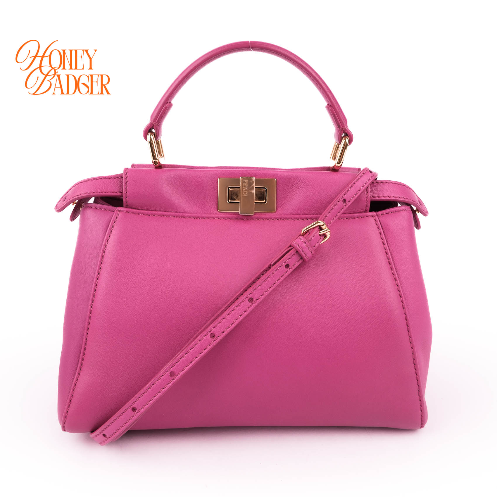 【中古】【RFID】 フェンディ （FENDI）フェンディ ピーカブー ミニ 2WAY ハンドバック サクラ色