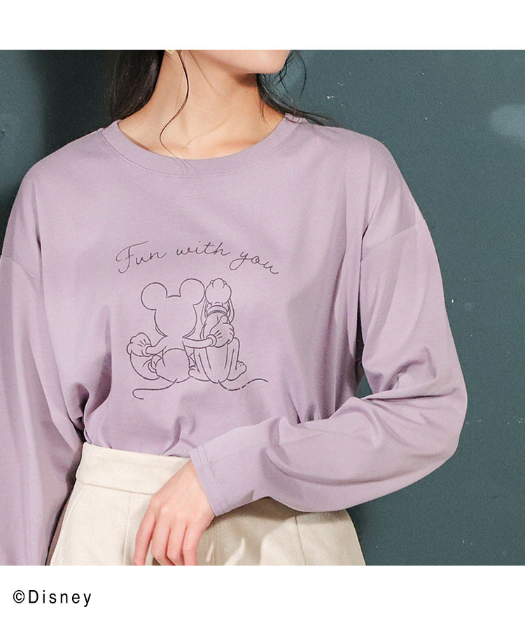 25 Off トップス ロンt Tシャツ 長袖 ゆったり イラストプリント おしゃれ レディース 秋 冬 Honeys ハニーズ ｔシャツ ディズニー Cmdb Md