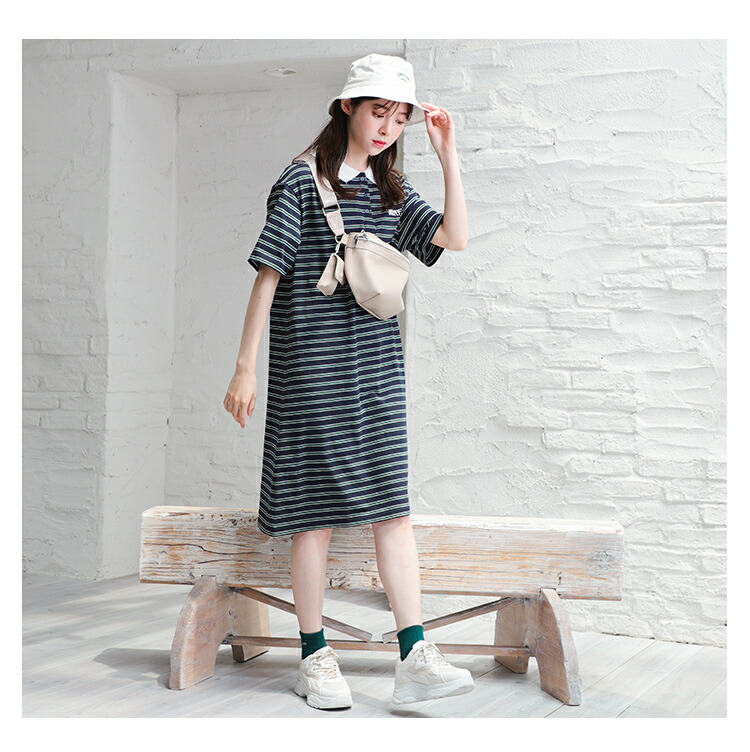 最大73 オフ ワンピース ポロワンピ 半袖 襟付き 衿付き 無地 ボーダー 綿 ロゴ刺繍 韓国コーデ レディース 夏 Sale セール Honeys ハニーズ ポロワンピース Batesmartin Com